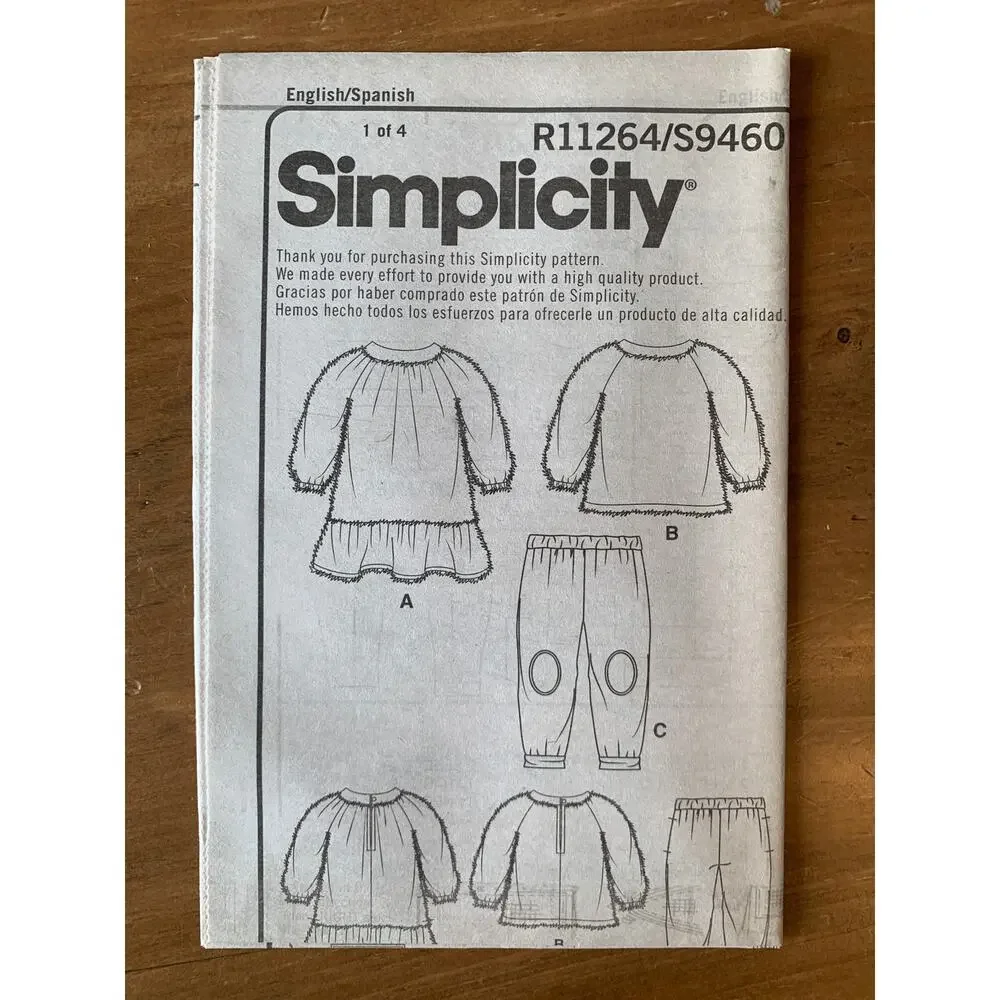 Simplicity Sewing Pattern R11264 Toddler/Child US Sz ½-8 Dress Top Pants